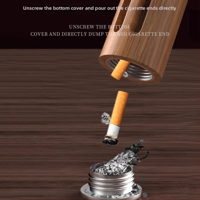 Τασάκι καπνού αυτοκινήτου — ξύλινο, χαραγμένο, διπλής χρήσης για αυτοκίνητο και σπίτι, 55 g