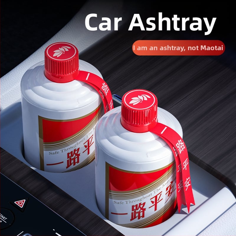 Πολυλειτουργικό τασάκι αυτοκινήτου με κάλυμμα και φως, πλαστικό, 270 g, μοντέλο Wine bottle ashtray, μάρκα Dpaul, καθολικό για σπίτι και αυτοκίνητο