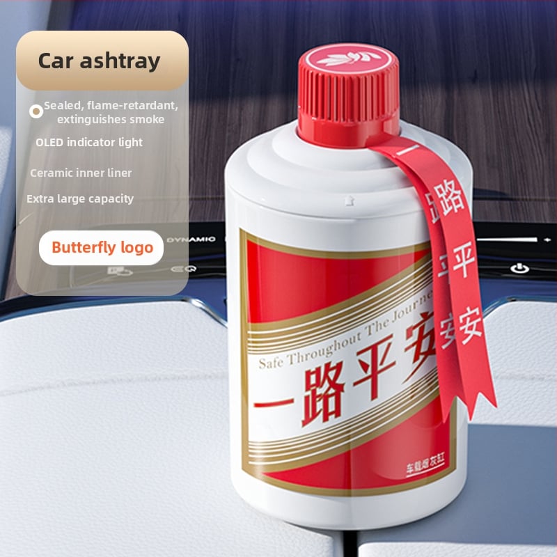 Πολυλειτουργικό τασάκι αυτοκινήτου με κάλυμμα και φως, πλαστικό, 270 g, μοντέλο Wine bottle ashtray, μάρκα Dpaul, καθολικό για σπίτι και αυτοκίνητο