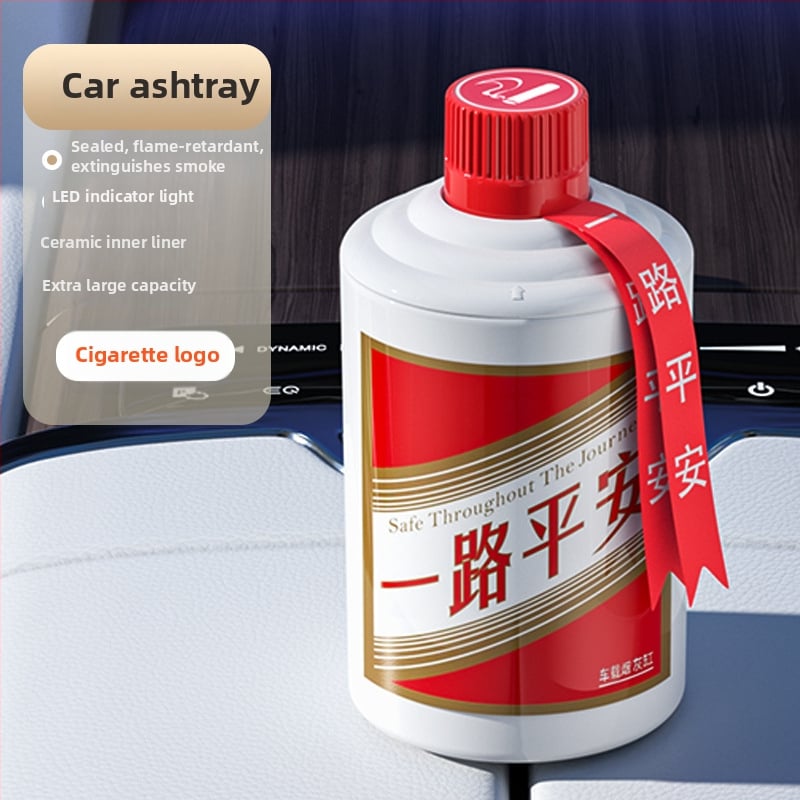 Πολυλειτουργικό τασάκι αυτοκινήτου με κάλυμμα και φως, πλαστικό, 270 g, μοντέλο Wine bottle ashtray, μάρκα Dpaul, καθολικό για σπίτι και αυτοκίνητο