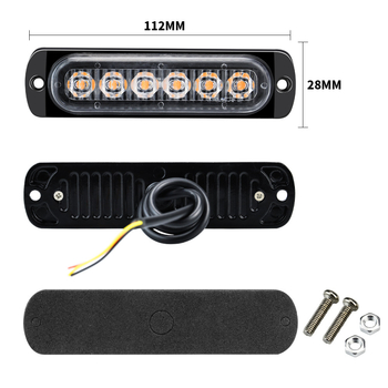 Ultra-tanki 6LED svjetlo za upozorenja za motocikle i pickup vozila, 12-24V, aluminijska kućišta, 18W, vijek trajanja 50 000 h