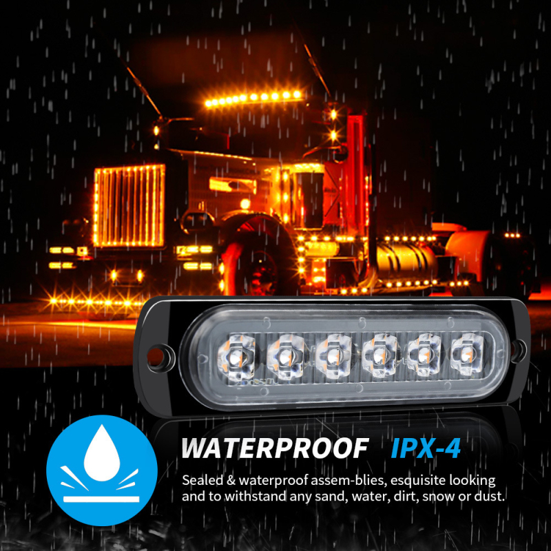 Ultra-tanki 6LED svjetlo za upozorenja za motocikle i pickup vozila, 12-24V, aluminijska kućišta, 18W, vijek trajanja 50 000 h