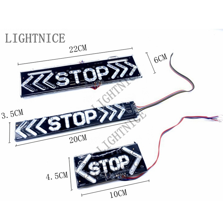 Zadnje svjetlo motocikla s kočnicom i pokazivačem smjera, upozoravajuće Stop Arrow svjetlo za izbjegavanje sudara straga (12V, ABS, Lightnice)