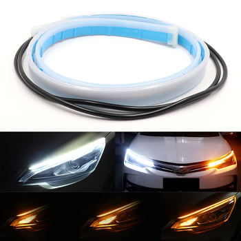 Automobilska LED ultra-tanka dnevna svjetlosna traka s dvostrukim učinkom tekuće vode i svjetlom za skretanje, silikon vodič svjetla; 10W, 12V, LED 2835, vijek 50 000 h
