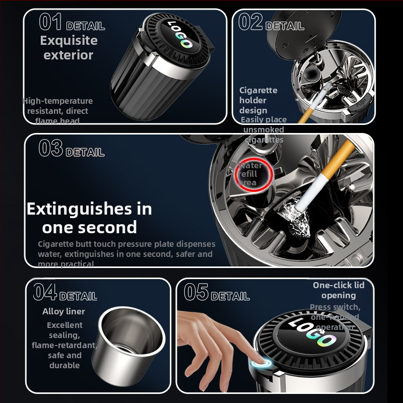 Τασάκι αυτοκινήτου Jerude Μοντέλο 1, Πλαστικό, Χύτευση, Βάρος 152