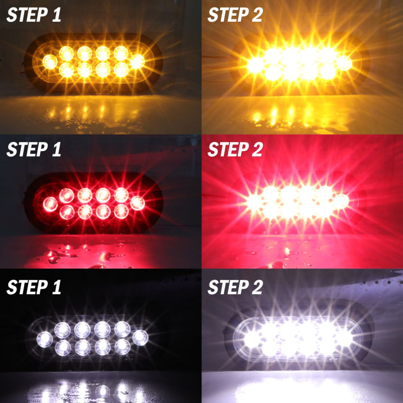 LED stražnje svjetlo TMH-UA-R-Y-W - 4W, 12V, izvor svjetla F3 Highlight Piranha, ABS + gumena osnova