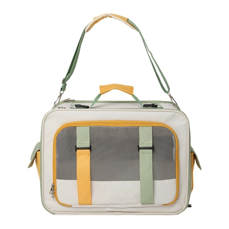 Портативна раница-носилка за котки и малки кучета, преносим транспортен носач с Oxford плат, стоманена рамка и PE панели с мрежи; капацитет: котки до 7,5 кг, кучета до 4 кг