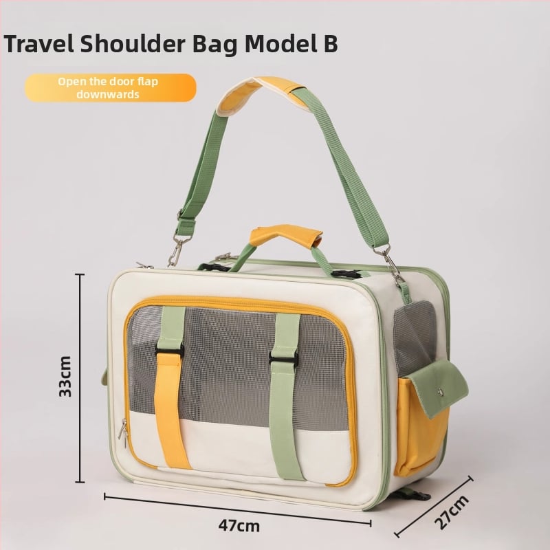 Портативна раница-носилка за котки и малки кучета, преносим транспортен носач с Oxford плат, стоманена рамка и PE панели с мрежи; капацитет: котки до 7,5 кг, кучета до 4 кг