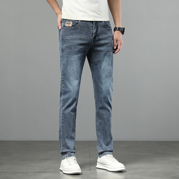 Muške traperice s fleecem, ravni kroj, srednji struk, zatvarač na zip