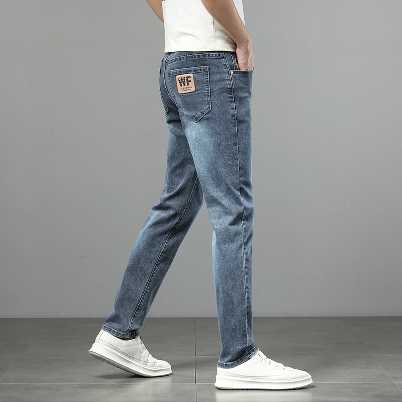 Muške traperice s fleecem, ravni kroj, srednji struk, zatvarač na zip