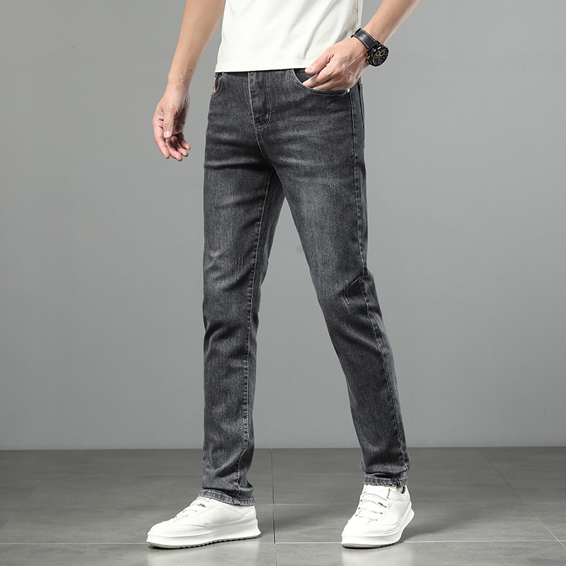 Muške traperice s fleecem, ravni kroj, srednji struk, zatvarač na zip