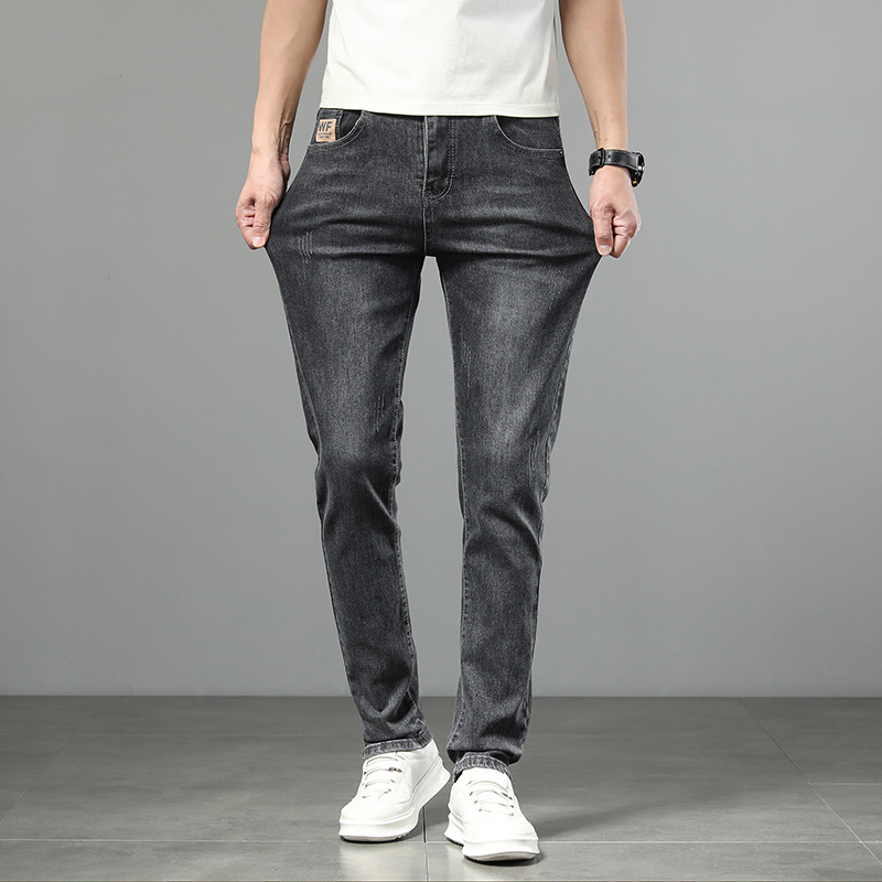 Muške traperice s fleecem, ravni kroj, srednji struk, zatvarač na zip