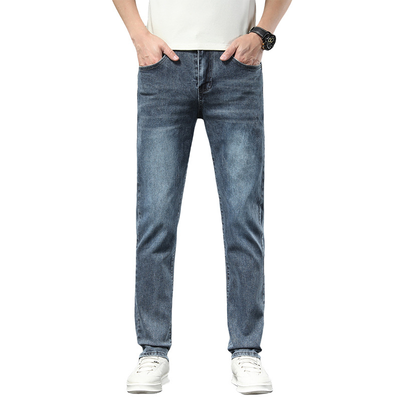 Muške traperice s fleecem, ravni kroj, srednji struk, zatvarač na zip