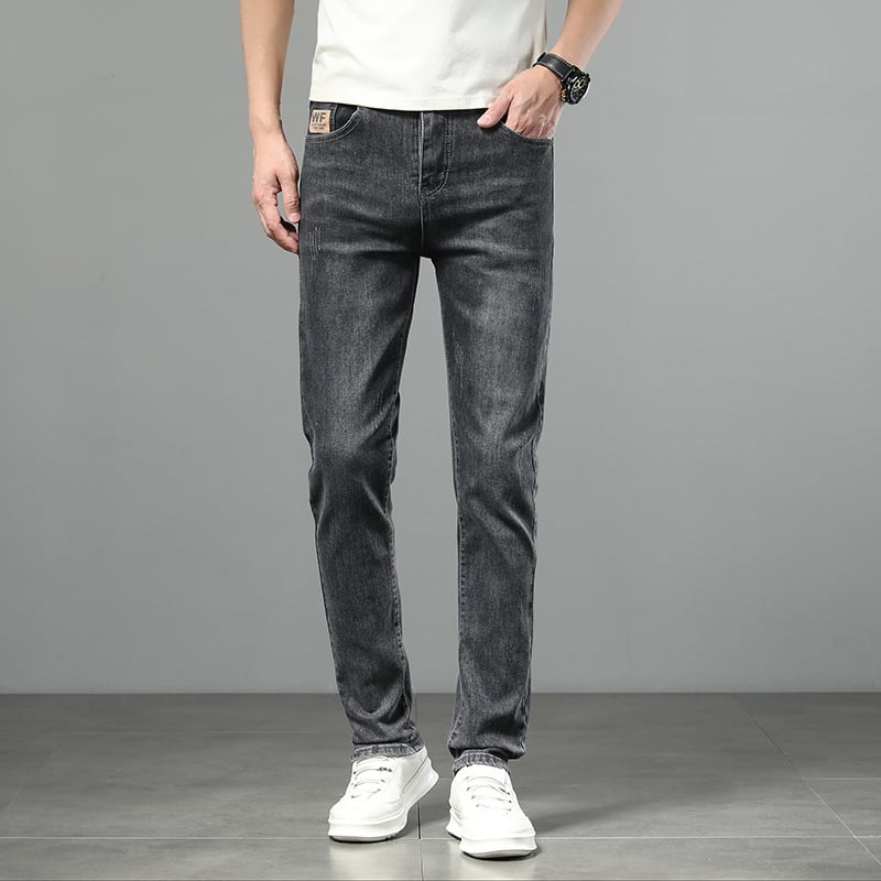 Muške traperice s fleecem, ravni kroj, srednji struk, zatvarač na zip