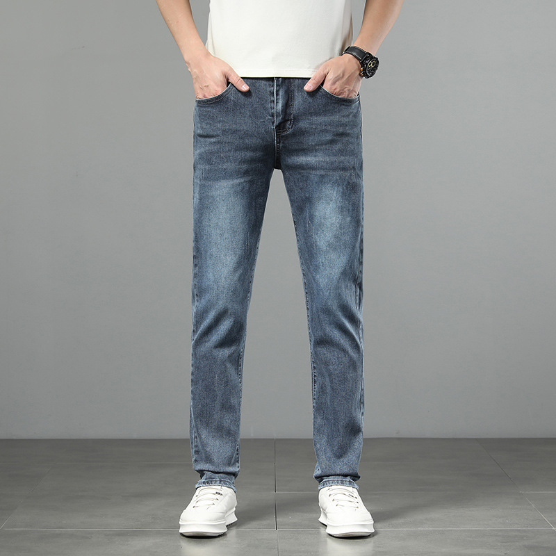 Muške traperice s fleecem, ravni kroj, srednji struk, zatvarač na zip