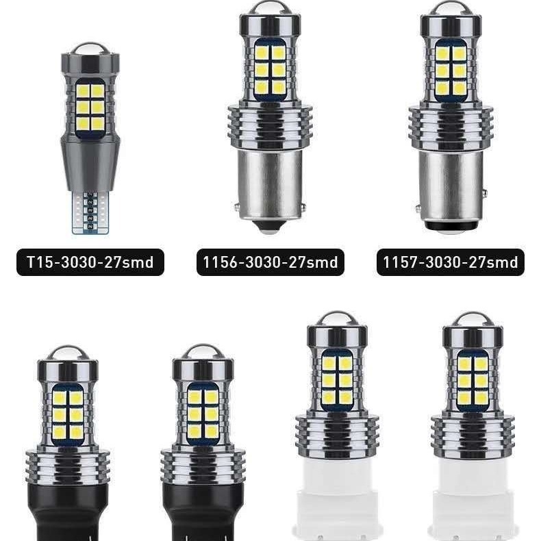 Univerzalni LED signalizator za auto s dekodiranjem (T15/1156/1157/7440/7443/3156/3157) – 3030 LED čipovi, 13.5W, 12–24V, 7000–8000K