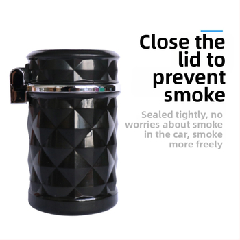 Τασάκι αυτοκινήτου με επιφάνεια κοπής διαμαντιού, LED φως, έξοδος αέρα υψηλής θερμοκρασίας — πλαστικό, 100 g