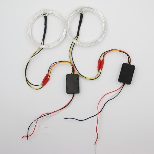 LED Angyalszemek fényvezetős gyűrűvel, 10W, 9-32V, 2,5A, LED+PVC anyag, univerzális autó kiegészítő