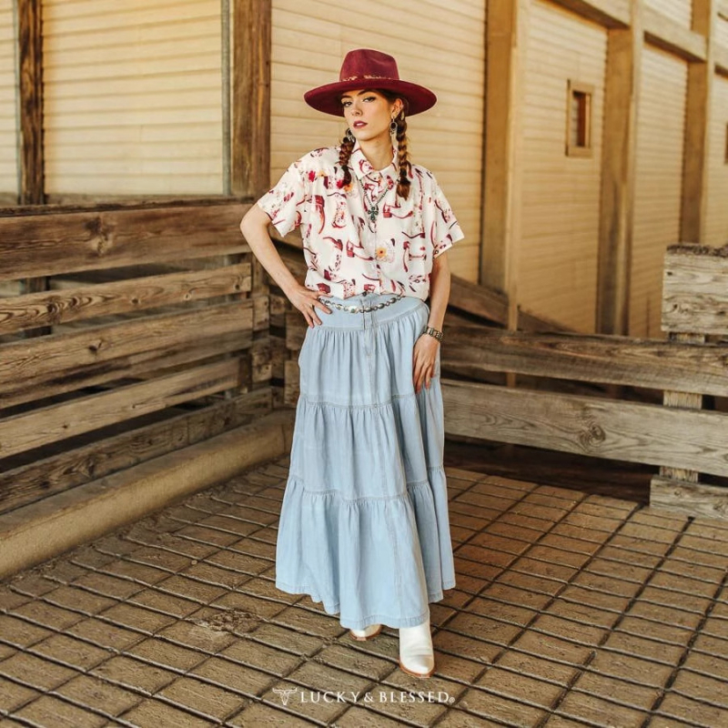 Džins Cake Skirt suknja, duga, istrošena, 95% Polyester