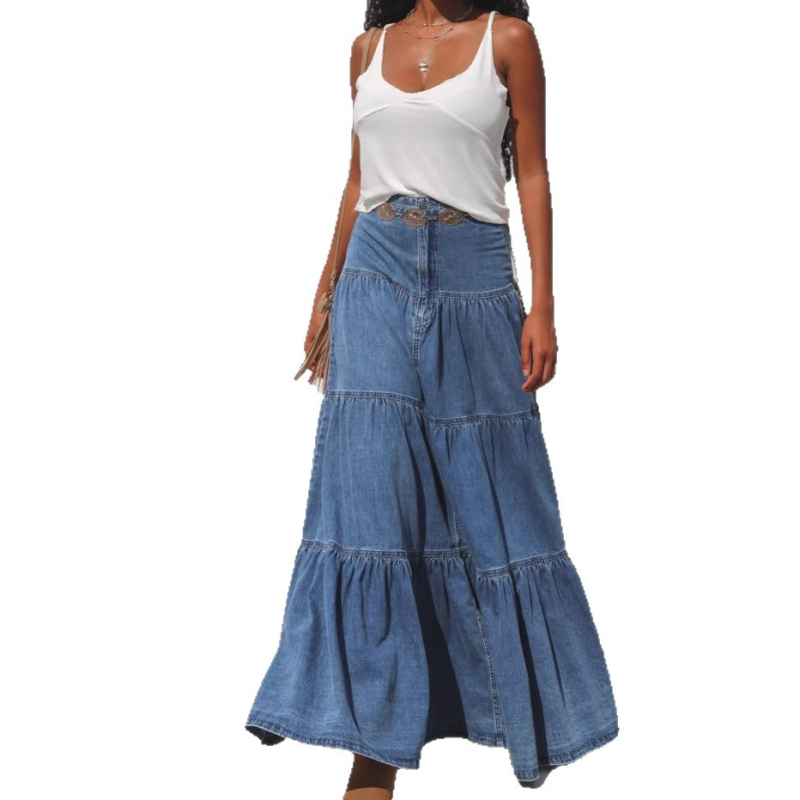 Džins Cake Skirt suknja, duga, istrošena, 95% Polyester