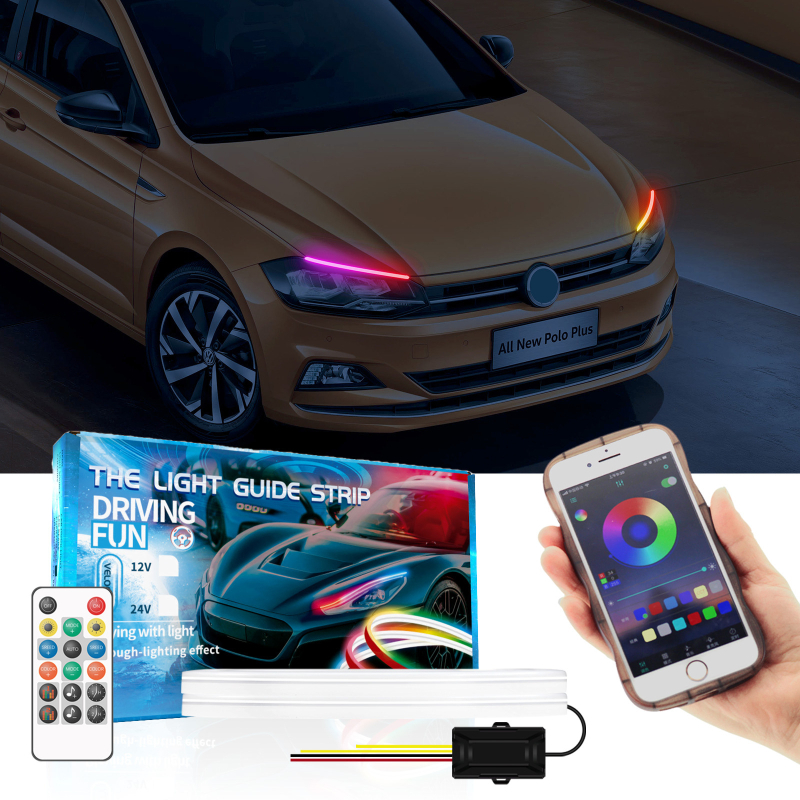 DR06 Automobilske dnevne svjetlosti s Bluetooth upravljanjem – 9.8W, LED 5050, 12-24V, kompatibilan sa svim modelima, sekvencijalno svjetlo