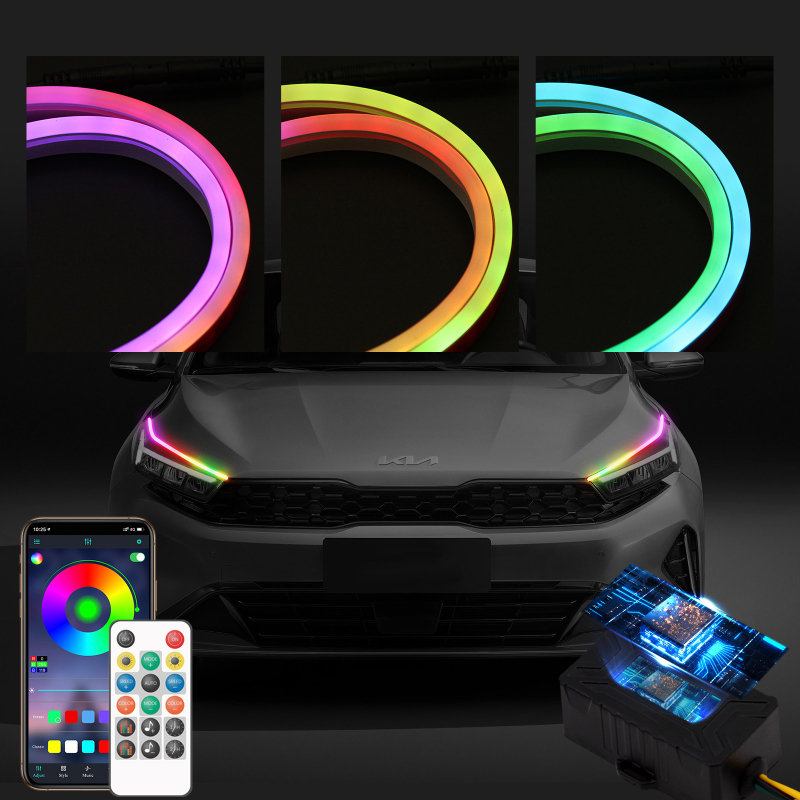 DR06 Automobilske dnevne svjetlosti s Bluetooth upravljanjem – 9.8W, LED 5050, 12-24V, kompatibilan sa svim modelima, sekvencijalno svjetlo