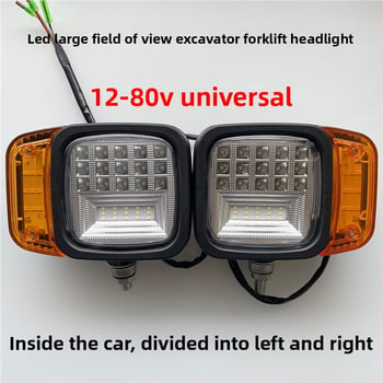 Predné LED svetlo-súprava pre bagrové stroje, žeriavy a stavebné vozidlá — univerzálne 12-80V, široký výhľad, riadený reflektor