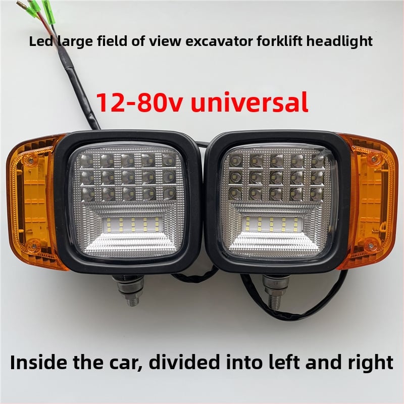 Predné LED svetlo-súprava pre bagrové stroje, žeriavy a stavebné vozidlá — univerzálne 12-80V, široký výhľad, riadený reflektor