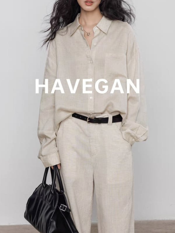 Cămașă din in, mâneci lungi, croială lejeră, guler rever