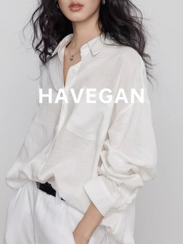 Cămașă din in, mâneci lungi, croială lejeră, guler rever