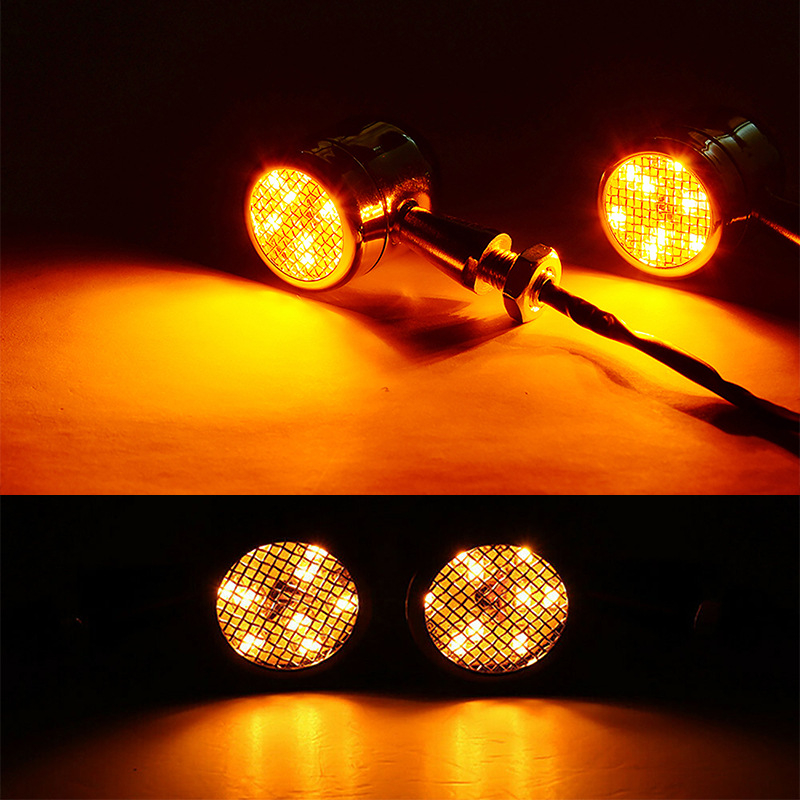 LED pokazivač smjera za motocikl s metalnim mrežastim kućištem – Retrofit, 12V, model 876