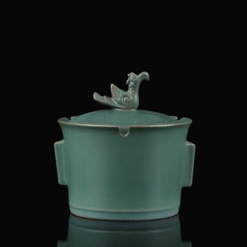 Hamutál fedéllel, kerámia, Sanxingdui bronzmaszk design, Yuxitang márka