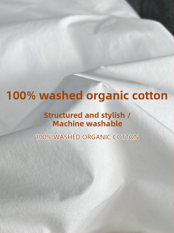 Ženska košulja od organskog pamuka 95%+, poliester <30%; stojeći ovratnik; dugi rukav; širok kroj