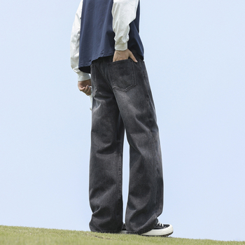 Muške jeans ravnog kroja, denim, 60% pamuka, srednji struk, pranje vodom