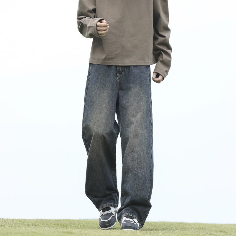 Muške jeans ravnog kroja, denim, 60% pamuka, srednji struk, pranje vodom