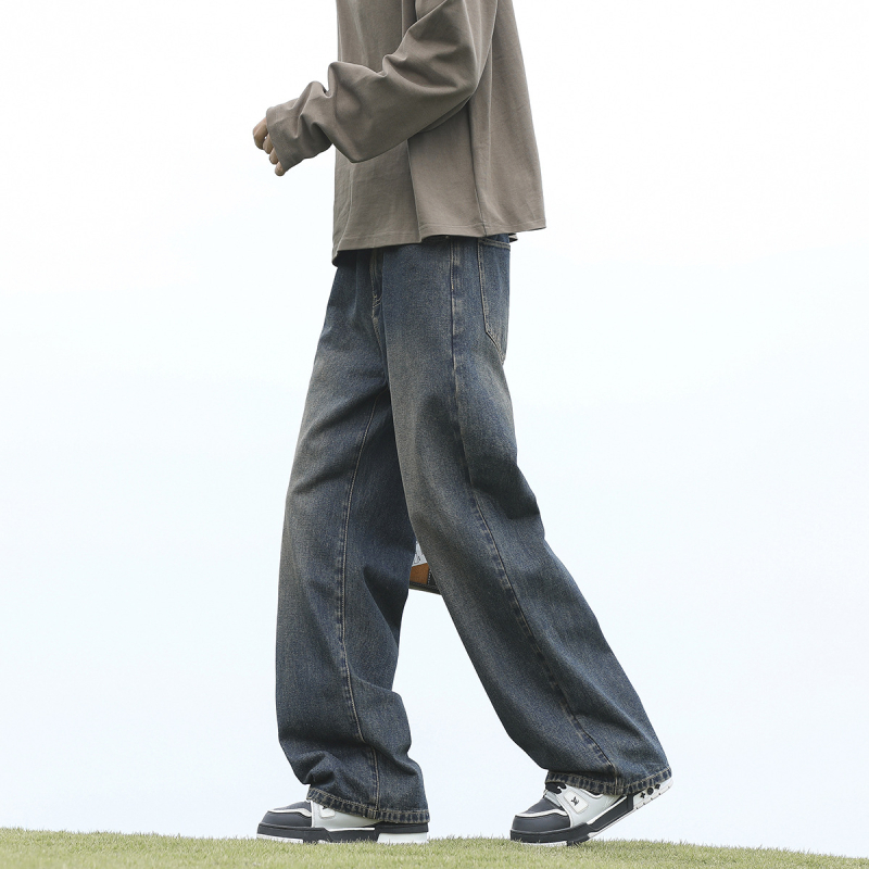 Muške jeans ravnog kroja, denim, 60% pamuka, srednji struk, pranje vodom