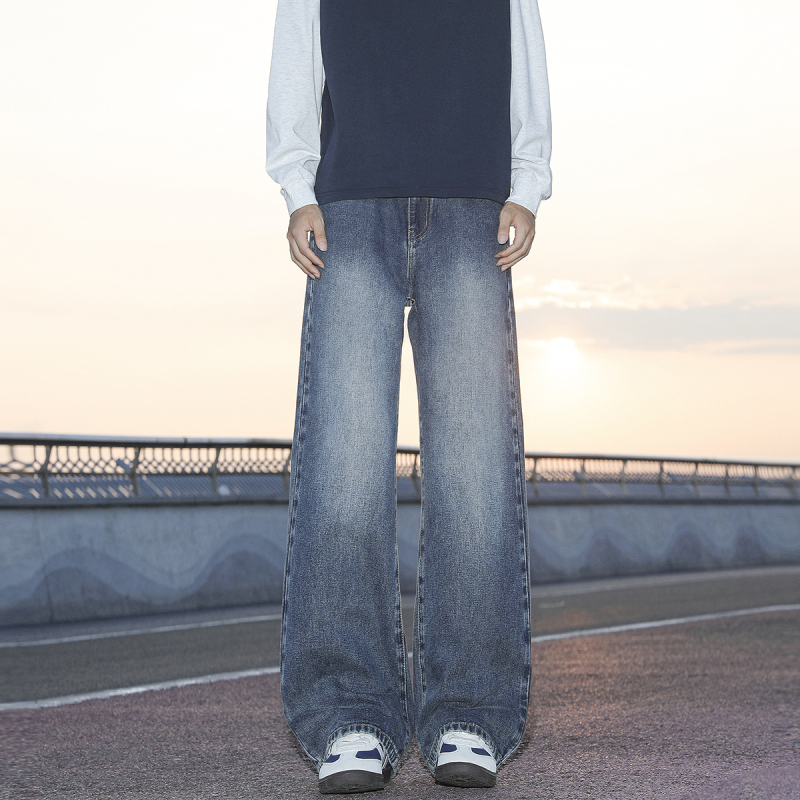 Muške jeans ravnog kroja, denim, 60% pamuka, srednji struk, pranje vodom