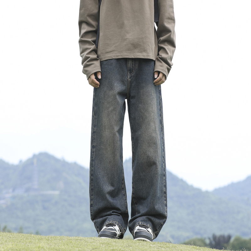 Muške jeans ravnog kroja, denim, 60% pamuka, srednji struk, pranje vodom