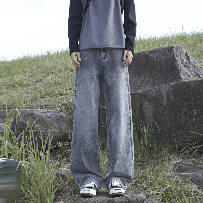 Muške jeans ravnog kroja, denim, 60% pamuka, srednji struk, pranje vodom