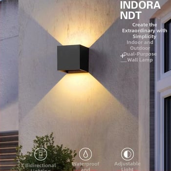 LED zidna svjetiljka, kvadratnog oblika, minimalističkog modernog stila, podesiva svjetla gore-dolje, vodootporna za vanjsku uporabu, pogodna za dnevni boravak i spavaću sobu