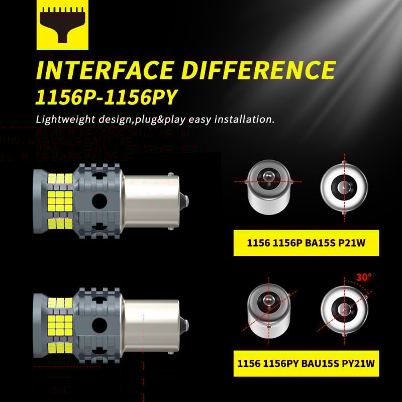 CANBUS-dekódolt LED jelző- és hátsó lámpa, alap BA15S/1156/T20/7440, 12V, 60LED, 6500K