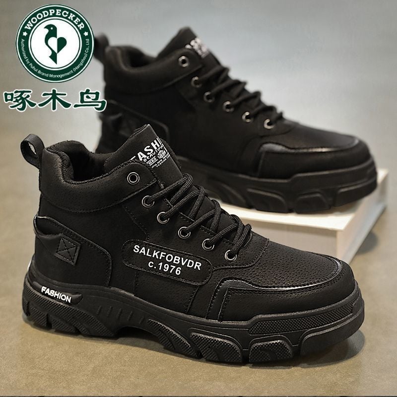 Woodpecker Зимни високи обувки за сняг, водоустойчиви, с противохлъзгаща подметка, подплатени с флис, горна част от микрофибърна кожа