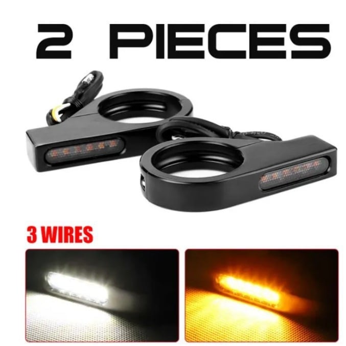 Motorkerékpár LED irányjelző, kettős színű lámpa, 12V, alumínium ötvözet ház, élettartam 10000h