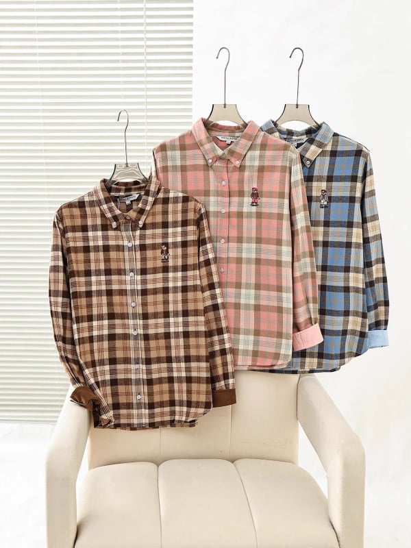 Ženska košulja u stilu fakulteta, polo ovratnik, dugi rukavi, 3D uzorak, udoban kroj