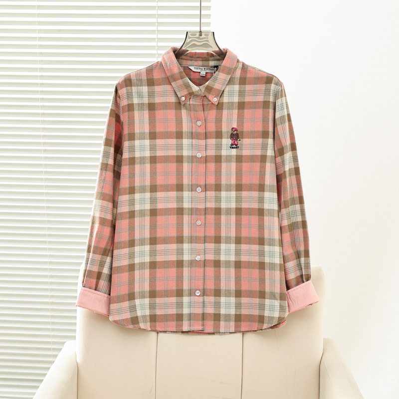 Ženska košulja u stilu fakulteta, polo ovratnik, dugi rukavi, 3D uzorak, udoban kroj