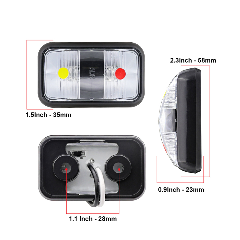 Piranha LED bočna svjetiljka za kamione, 2 LED, visoka svjetlost, 10-32V, 1.2W, 3500K, model TMH-MH-RY