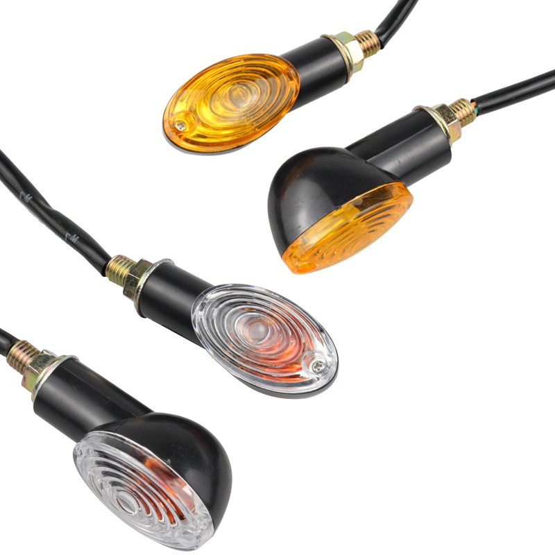 Motorkerékpár ovális irányjelző lámpa – retro stílus, 12V, 3W, műanyag, módosításokhoz