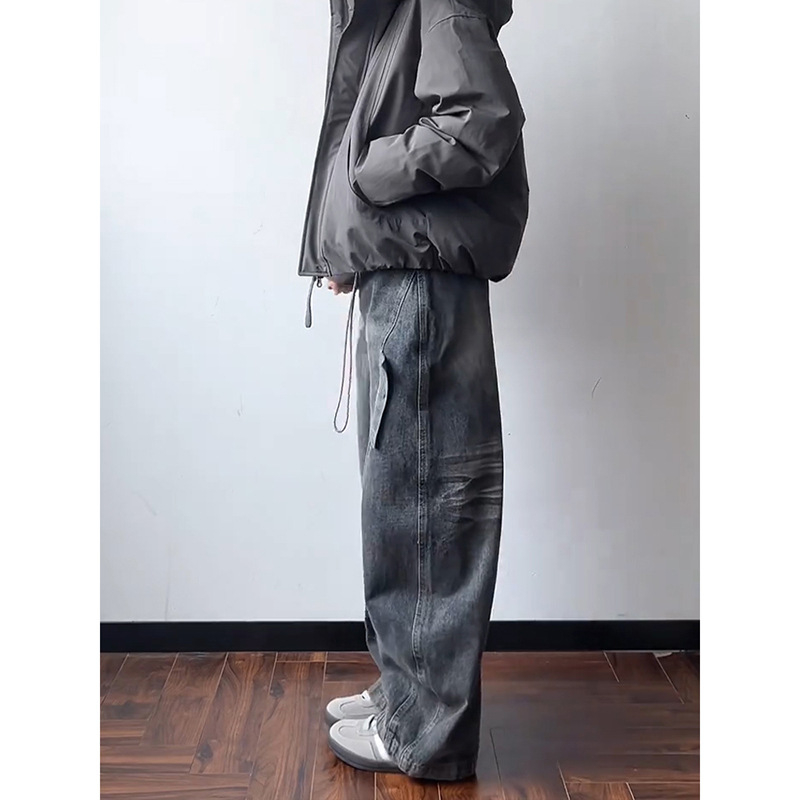 Muške traperice u američkom casual stilu, ravne nogavice, srednji pojas, zip, dugačke hlače