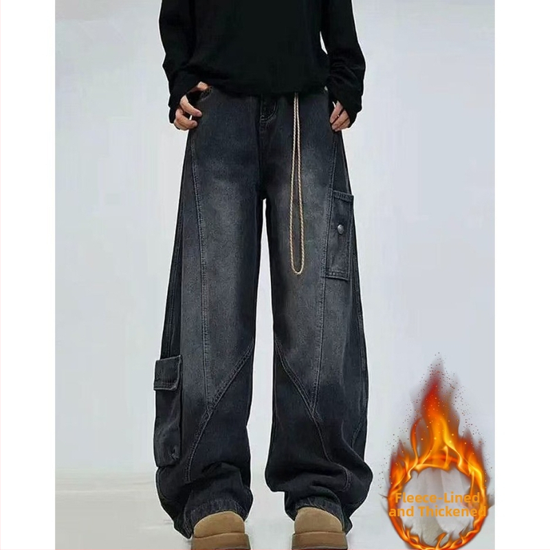 Muške traperice u američkom casual stilu, ravne nogavice, srednji pojas, zip, dugačke hlače