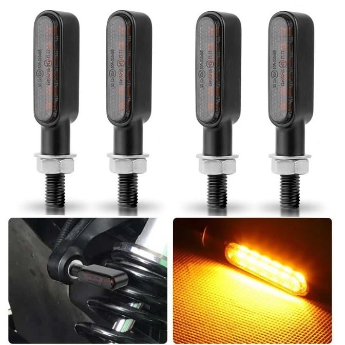 LED mini pokazivač smjera za kormilo off-road motocikl, 12V, aluminijska legura + PC, vijek 10000 sati, retro metalni indikator